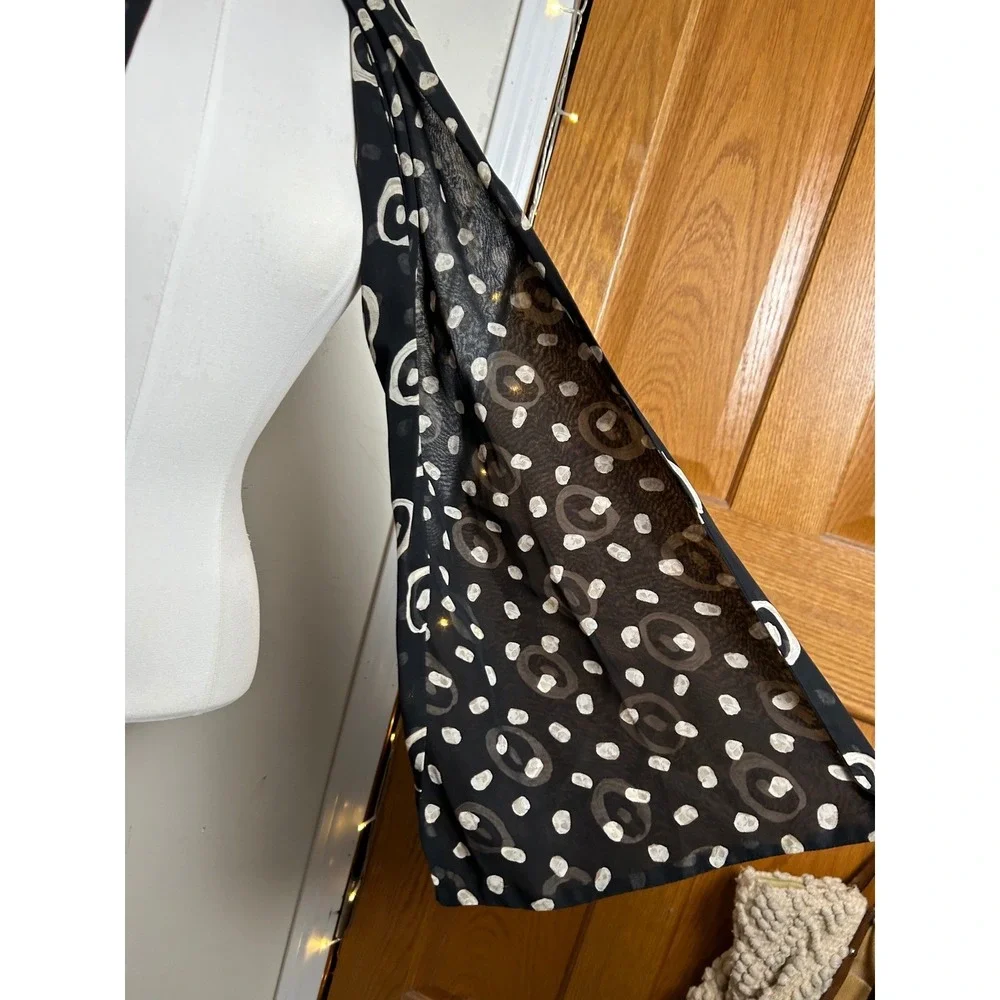 Vintage 100%‎ Silk Scarf Made in Italy Black Abstract Polka Dot Elegant Luxury
